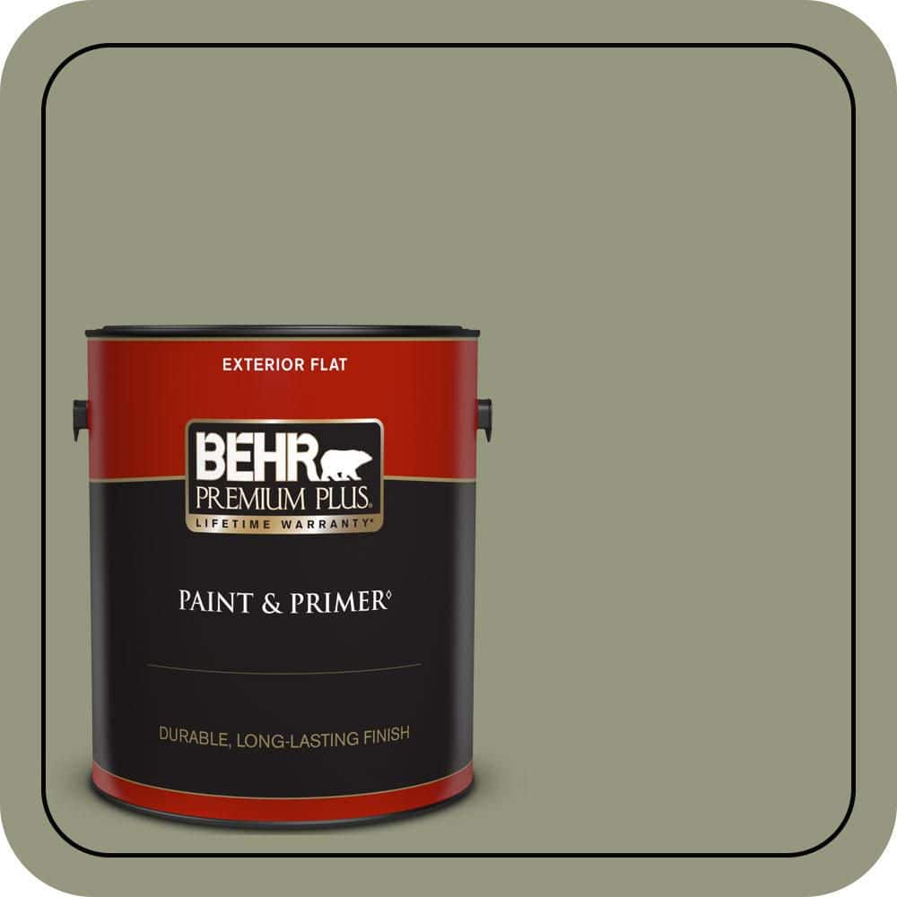 BEHR PREMIUM PLUS 1 gal. #S380-5 Milkweed Pod Flat Exterior Paint & Primer