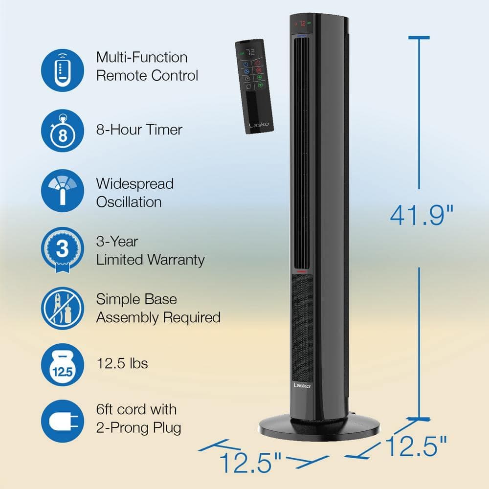 Lasko All Season 1500-Watt Electric Oscillating Comfort Control Tower Fan & Space Heater in One with Timer and Remote Control (2)