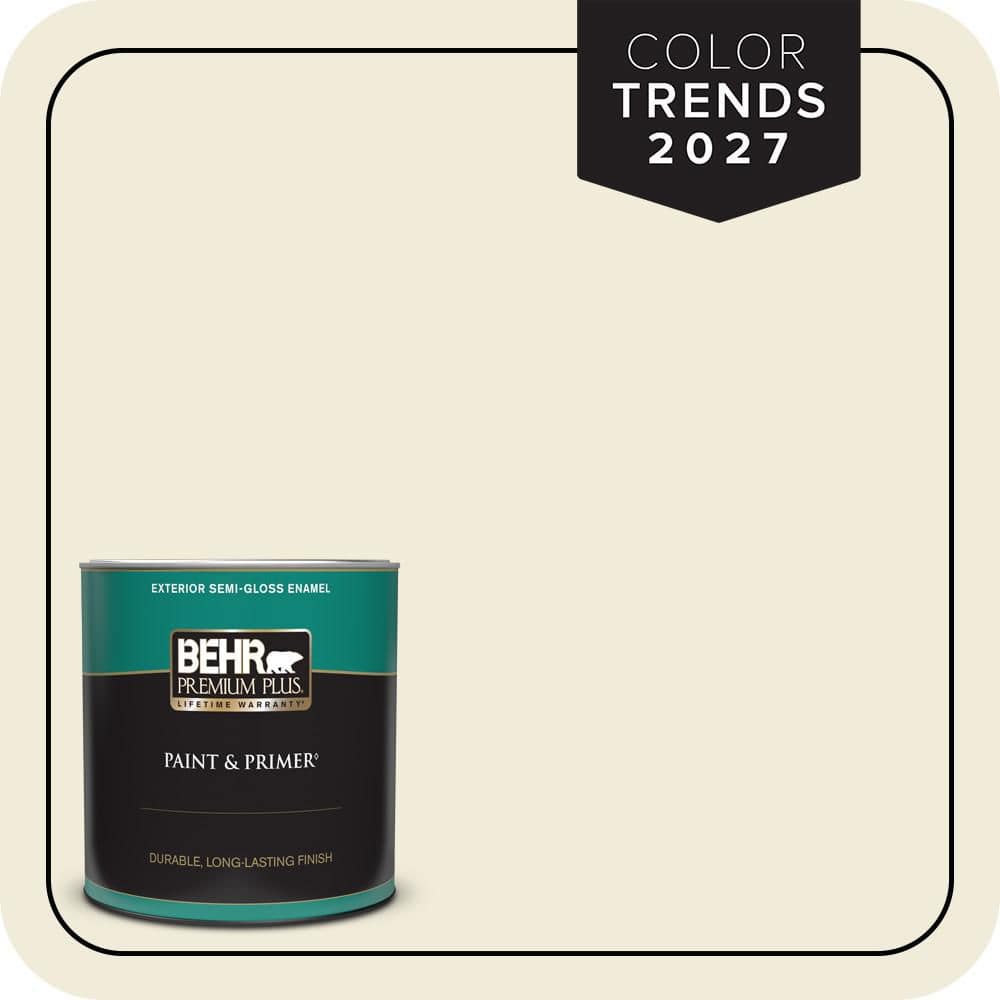BEHR PREMIUM PLUS 1 qt. #PPU7-13 Coastal Beige Semi-Gloss Enamel Exterior Paint & Primer