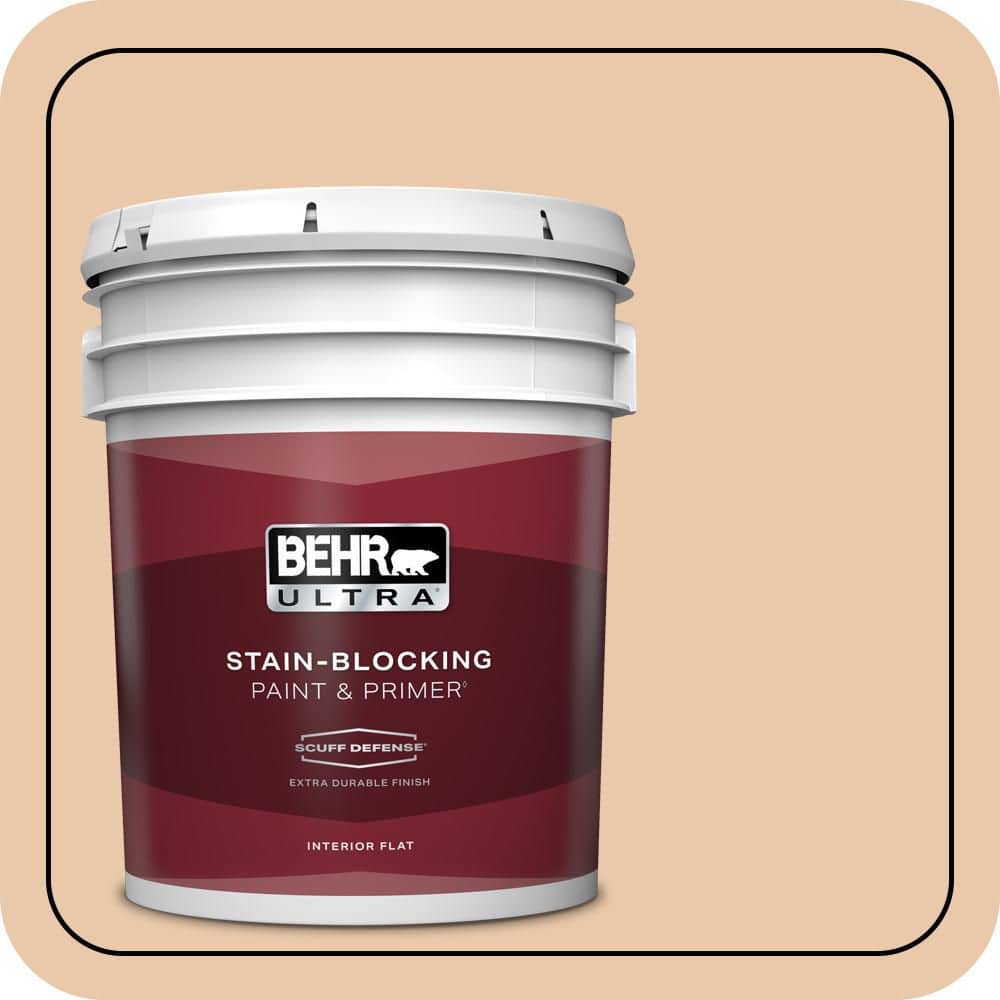 BEHR ULTRA 5 gal. #S250-2 Almond Biscuit Extra Durable Flat Interior Paint & Primer