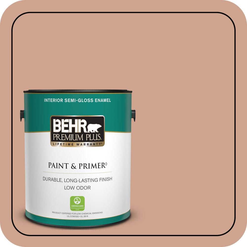 BEHR PREMIUM PLUS 1 gal. #230F-4 Autumn Malt Semi-Gloss Enamel Low Odor Interior Paint & Primer