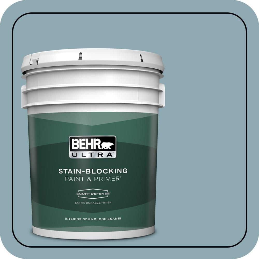 BEHR ULTRA 5 gal. #530F-4 Newport Blue Extra Durable Semi-Gloss Enamel Interior Paint & Primer