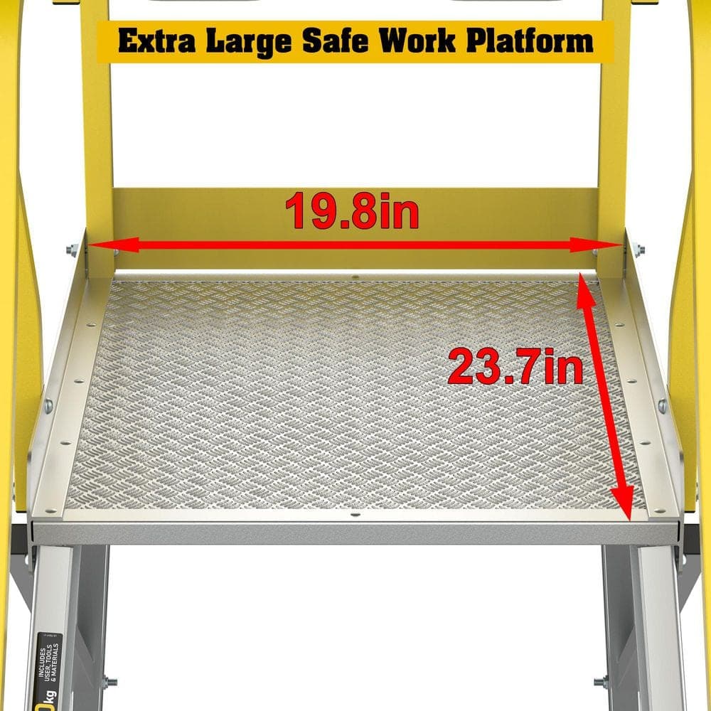 TITANKIT PRO 6.7 ft. Aluminum Rolling Hybrid Platform Ladder (9 ft. Reach), 375 lbs. Capacity with 360° Guardrail System and Handle (2)