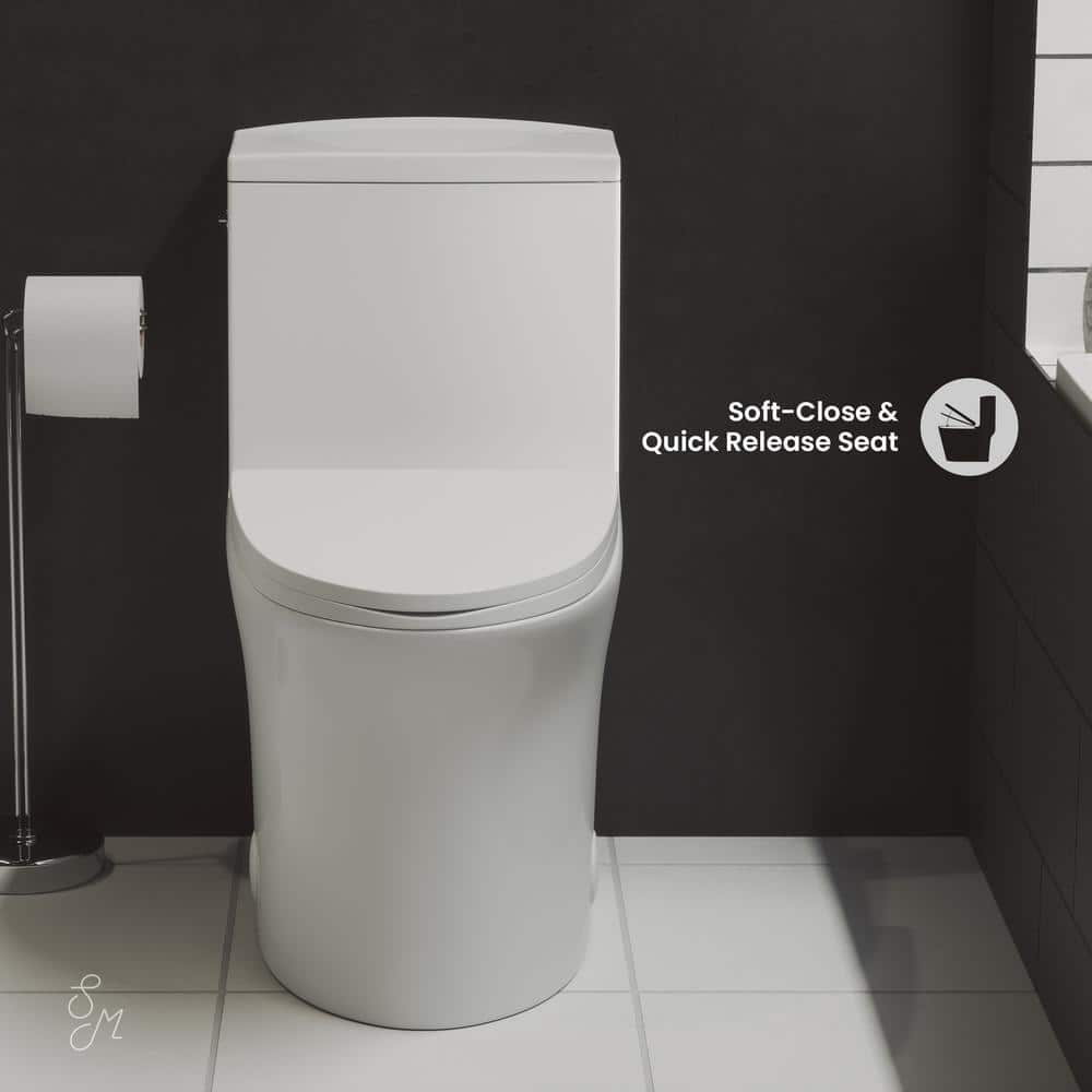 Swiss Madison Hugo 1-Piece 1.1/1.6 GPF Dual Touchless Flush Elongated Toilet in White, Seat Included (3)