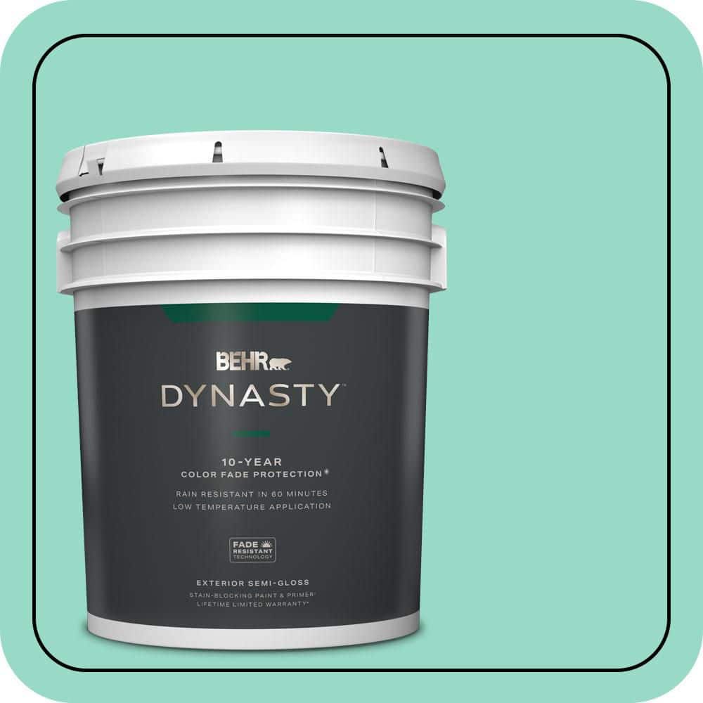BEHR DYNASTY 5 gal. #MQ4-17 Pageant Green Semi-Gloss Enamel Exterior Stain-Blocking Paint & Primer