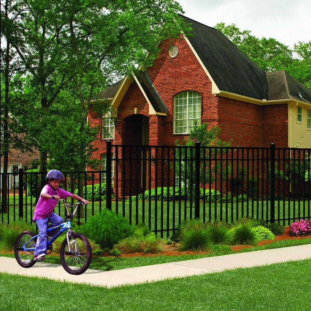 Barrette Outdoor Living Heavy-Duty 2-1/2 in. x 2-1/2 in. x 8-7/8 ft. Black Aluminum Fence Blank Post (2)