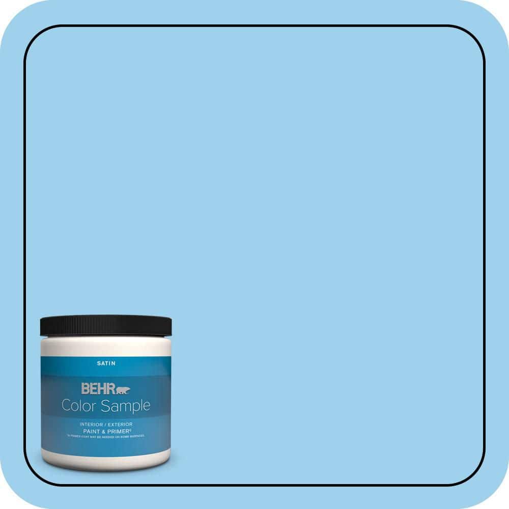BEHR PREMIUM PLUS 8 oz. #P500-3 Spa Blue Satin Enamel Interior/Exterior Paint & Primer Color Sample (1)