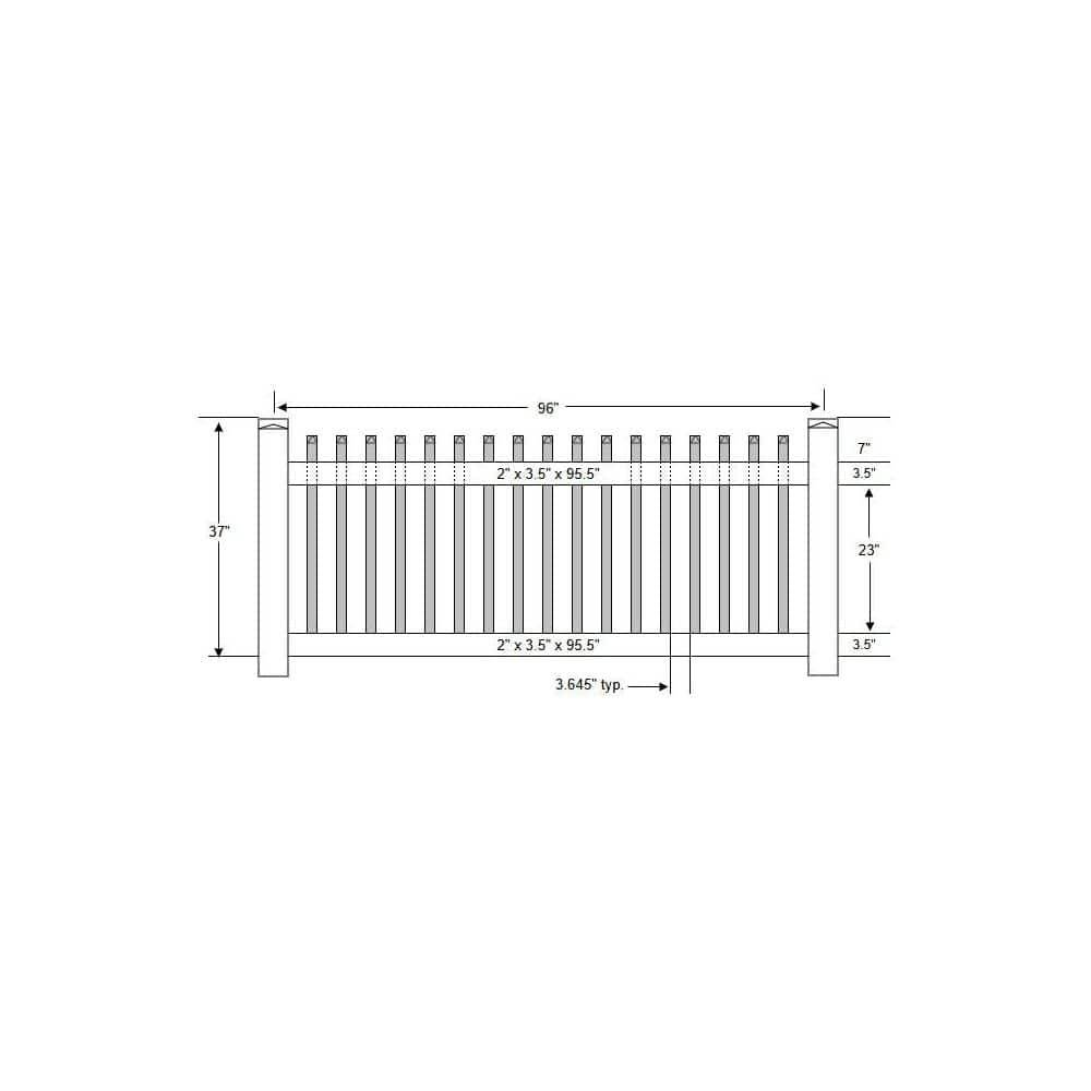 Weatherables Abbington 3 ft. H x 8 ft. W White Vinyl Picket Fence Panel Kit (3)