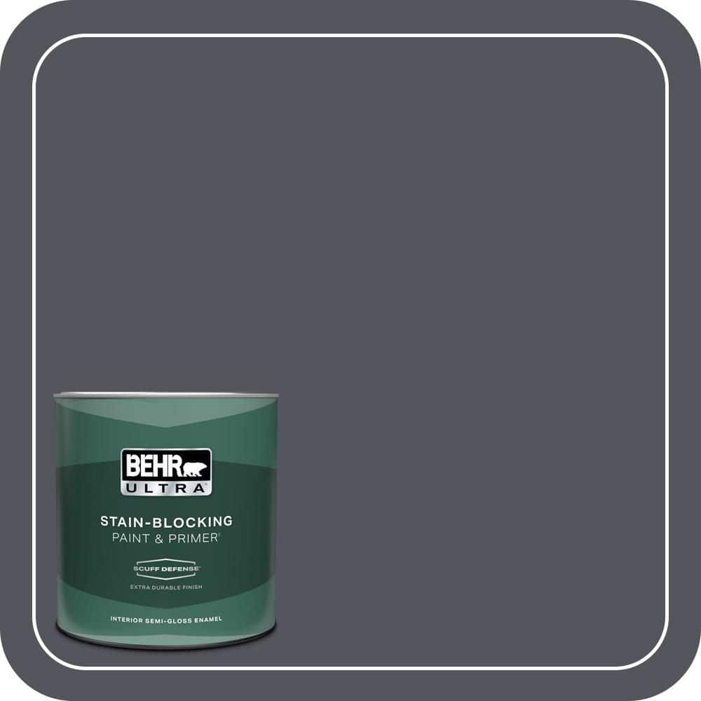 BEHR ULTRA 1 qt. #N540-7 Coal Mine Extra Durable Semi-Gloss Enamel Interior Paint & Primer