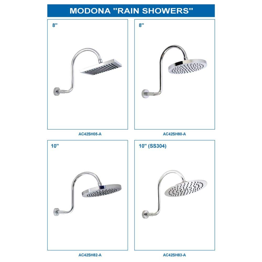 MODONA 1-Spray 10 in. Single Wall MountHigh Pressure Fixed Shower Head in Polished Chrome (2)