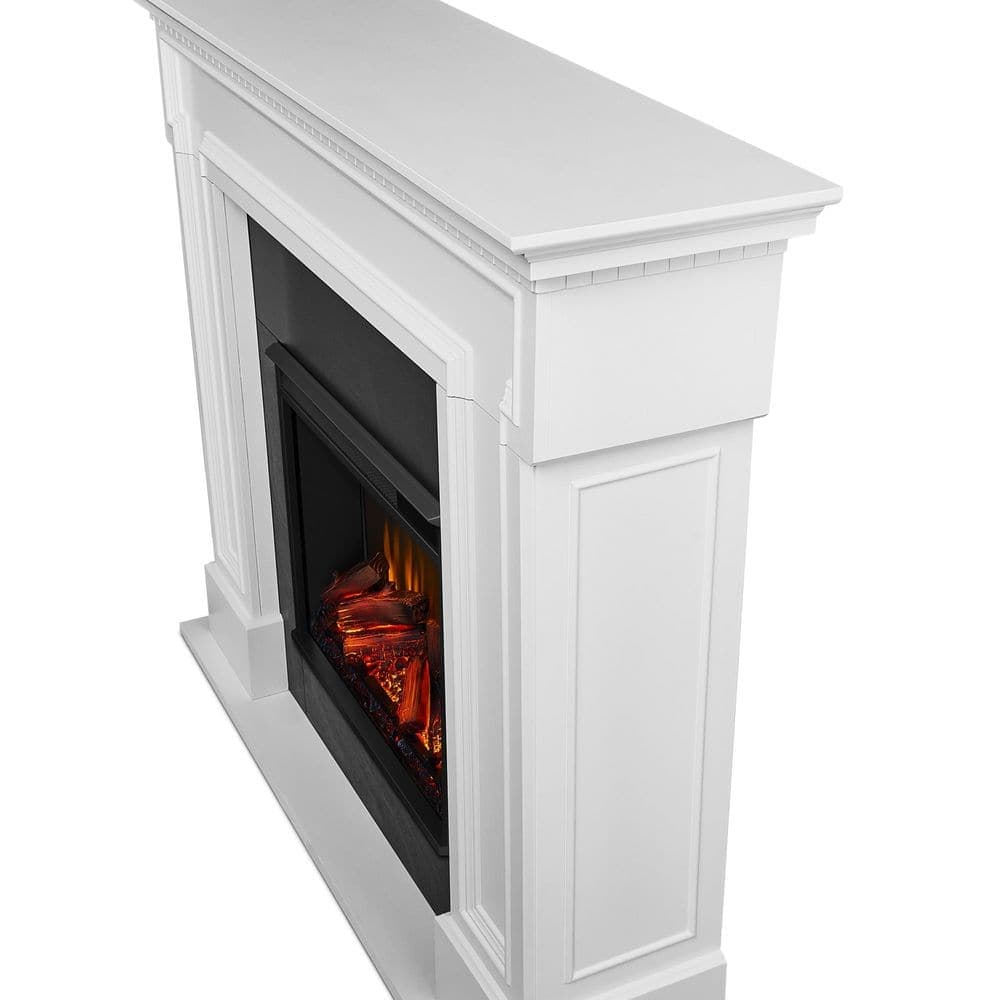 Real Flame Thayer 54 in. Electric Fireplace in White (2)
