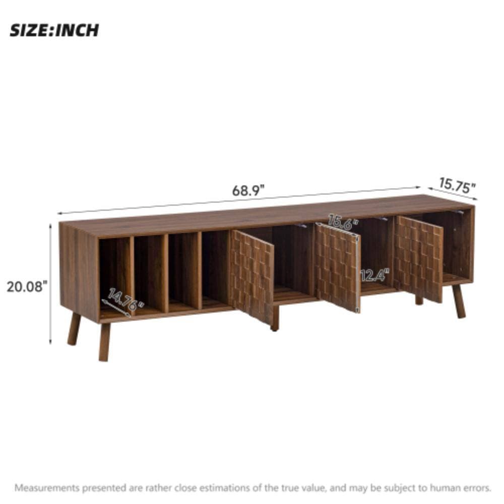 Unbranded 68.9 in. W x 15.75 in. D x 20.08 in. H Bathroom Brown Linen Cabinet (2)