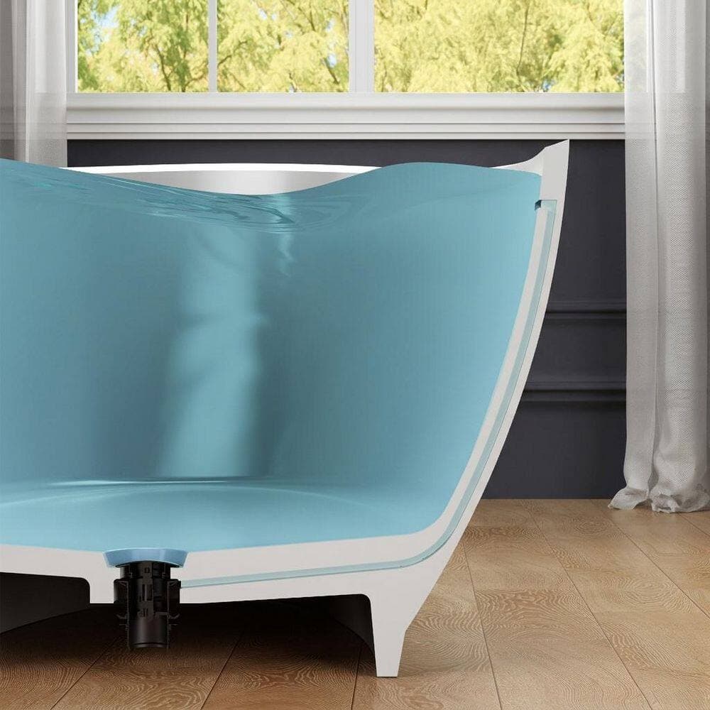 Universal Tubs Ember Stone 6.1 ft. Artificial Stone Center Drain Oval Bathtub in White (2)