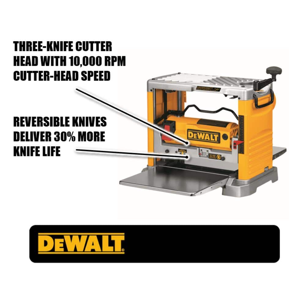 DEWALT 15 Amp Corded 12.5 in. Planer and Mobile Thickness Planer Stand (3)