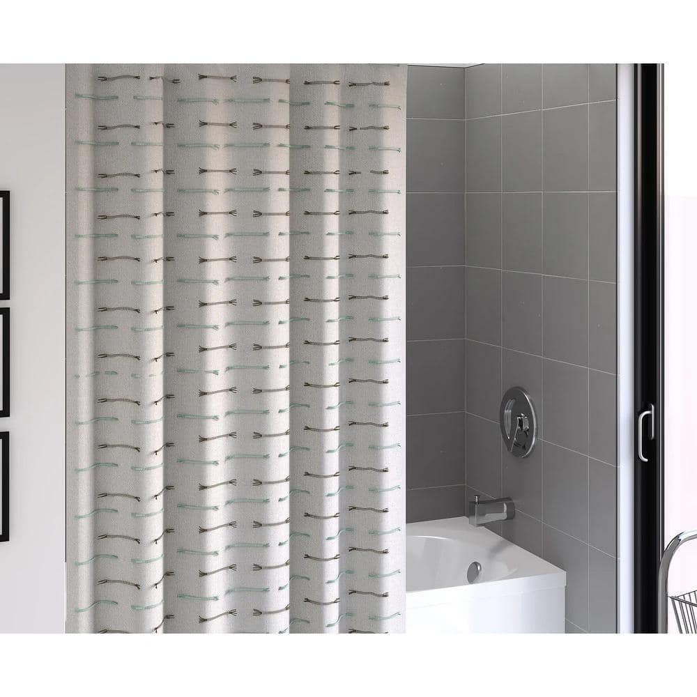 castellousa 70 in. x 72 in. White Multi Spot Color Dash Cotton Fabric Shower Curtain (3)