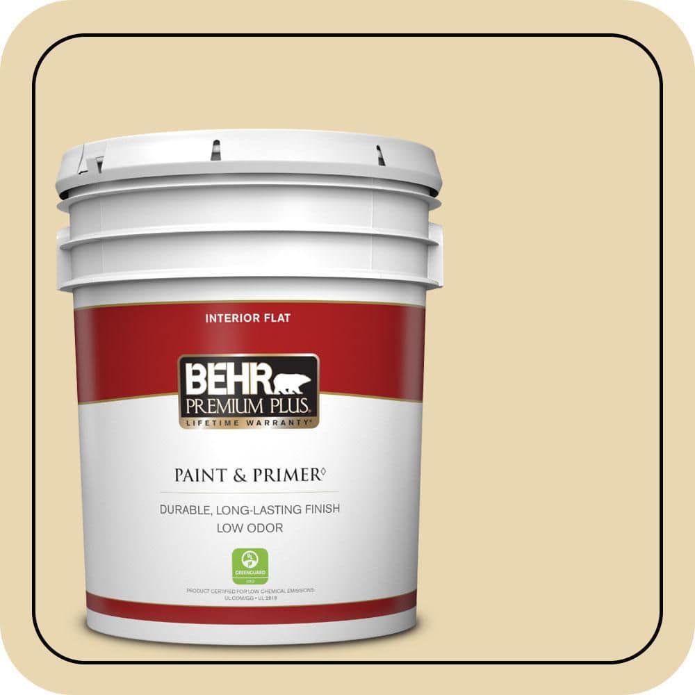 BEHR PREMIUM PLUS 5 gal. #PPF-13 Sunning Deck Flat Low Odor Interior Paint & Primer
