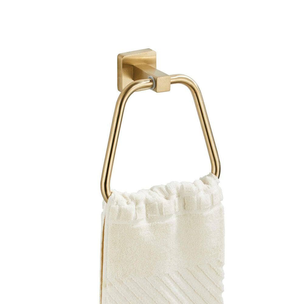 Wudkey 1-Pack 6.29 x 2.76 x 6.29 in. Heavy Duty Stainless Steel Wall Mounted Towel Ring in Brushed Gold (3)