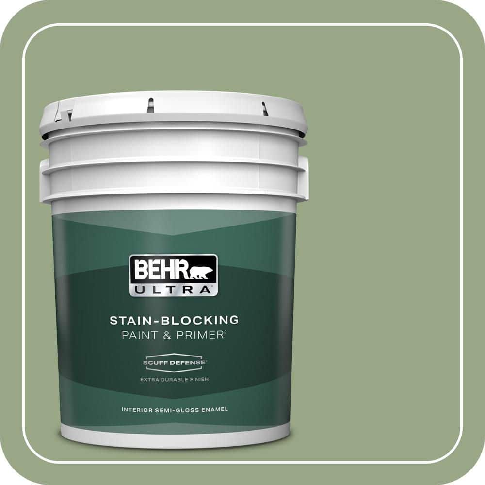 BEHR ULTRA 5 gal. #MQ6-51 Fern Leaf Extra Durable Semi-Gloss Enamel Interior Paint & Primer