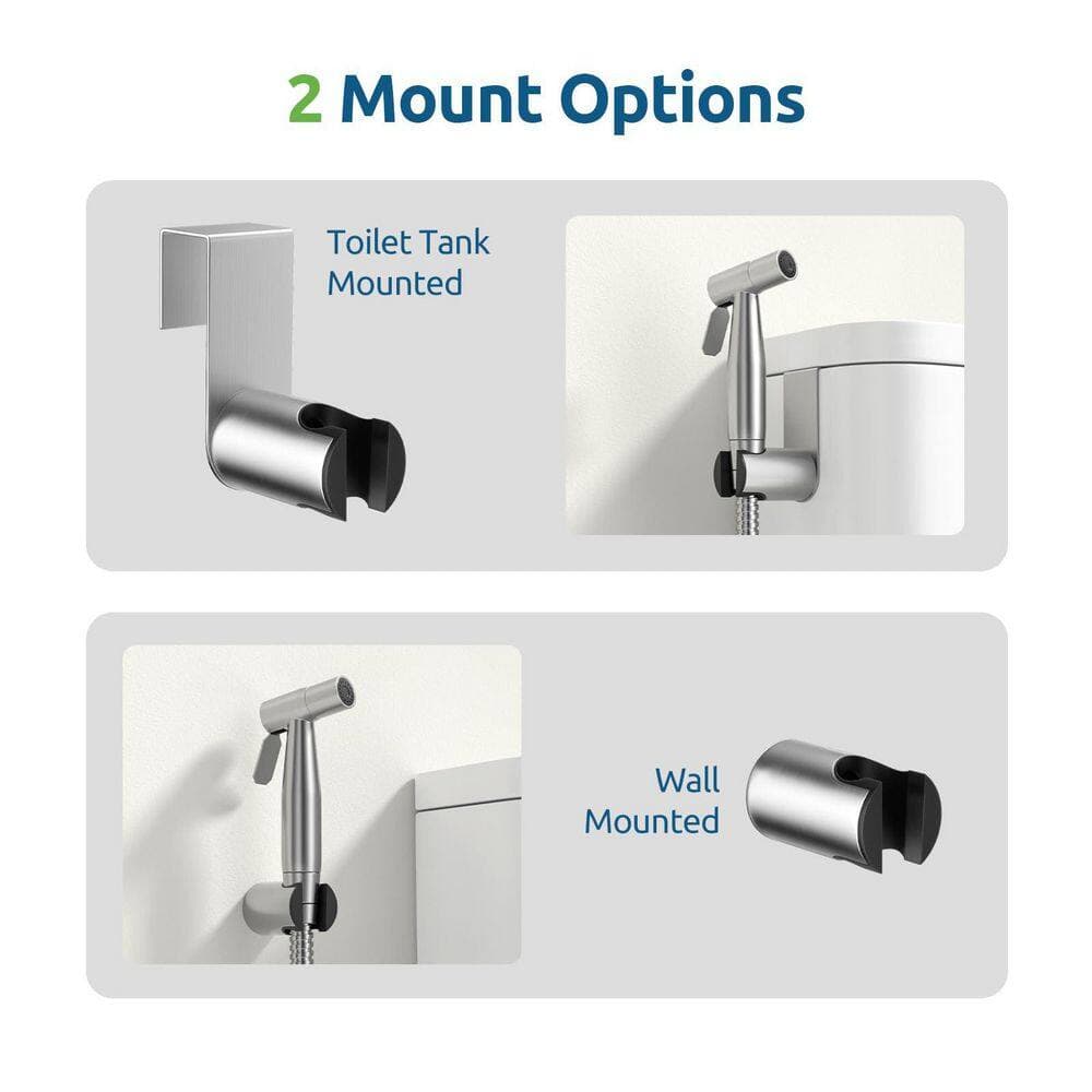 Anqtovp Handheld Bidet Sprayer Attachment with Adjustable Water Pressure, Leak-Free T-Valve, Hose and Holder Included (3)