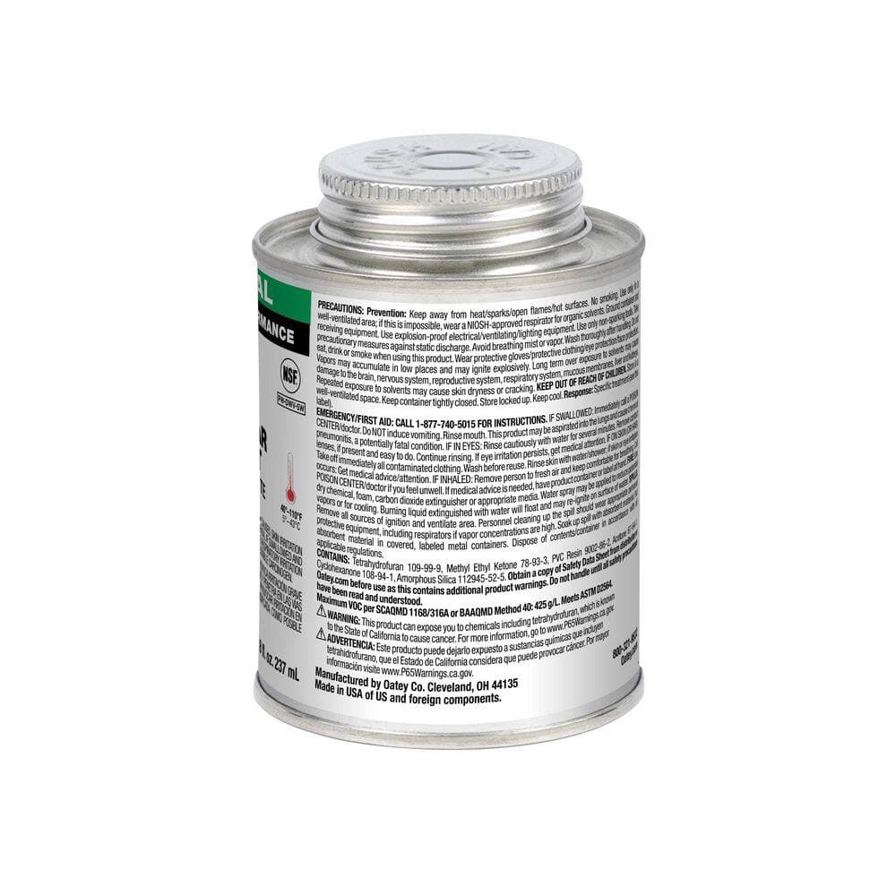 Oatey 8 oz. Medium Clear Electrical PVC Pipe Cement - California Compliant (3)