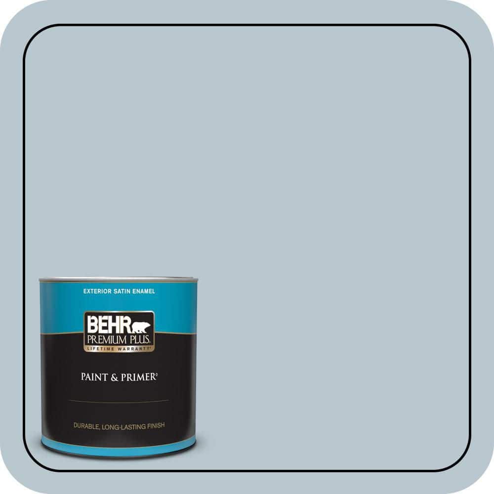 BEHR PREMIUM PLUS 1 qt. #560E-3 Silver Strand Satin Enamel Exterior Paint & Primer