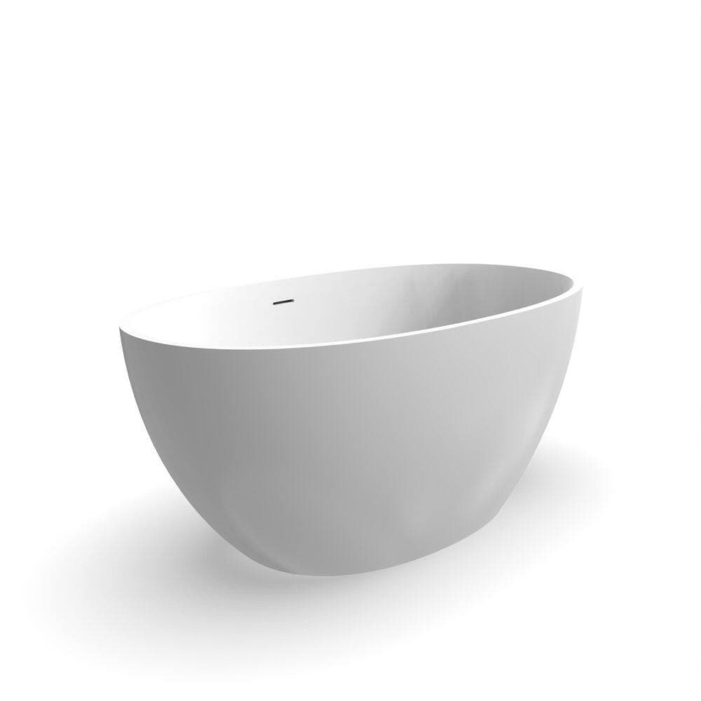 JimsMaison 55 in. x 30 in. Stone Resin Soaking Bathtub with Center Drain in Matte White (2)