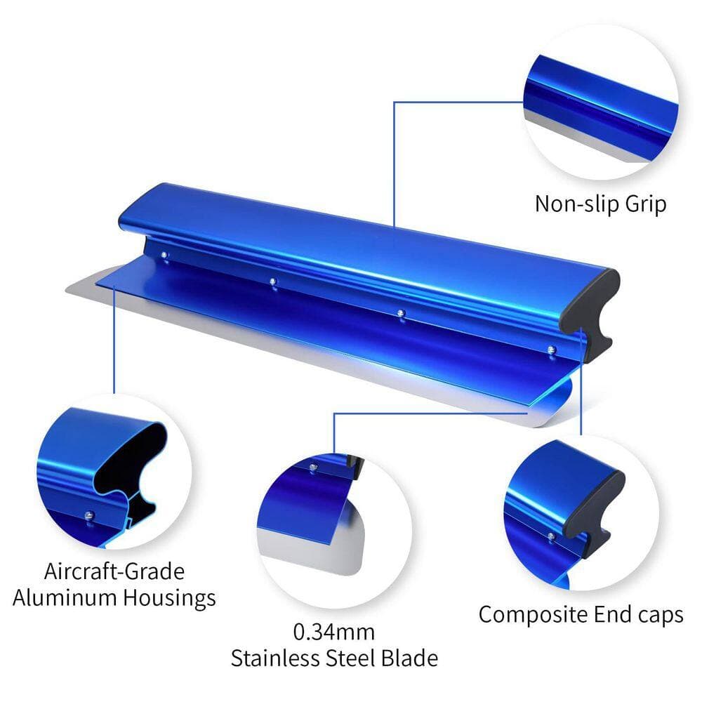 Laybus Blue 22 in. Extruded Aluminum Skimming Blade with Stainless Steel Blade and Plastic Handle, Smoothing Knockdown Drywall (2)
