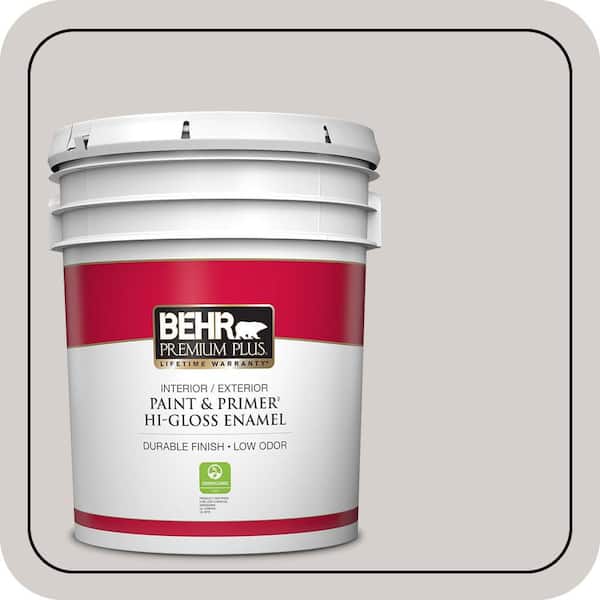 BEHR PREMIUM PLUS 5 Gal. #N140-1A Soft Lilac Hi-Gloss Enamel Interior/Exterior Paint and Primer (2)