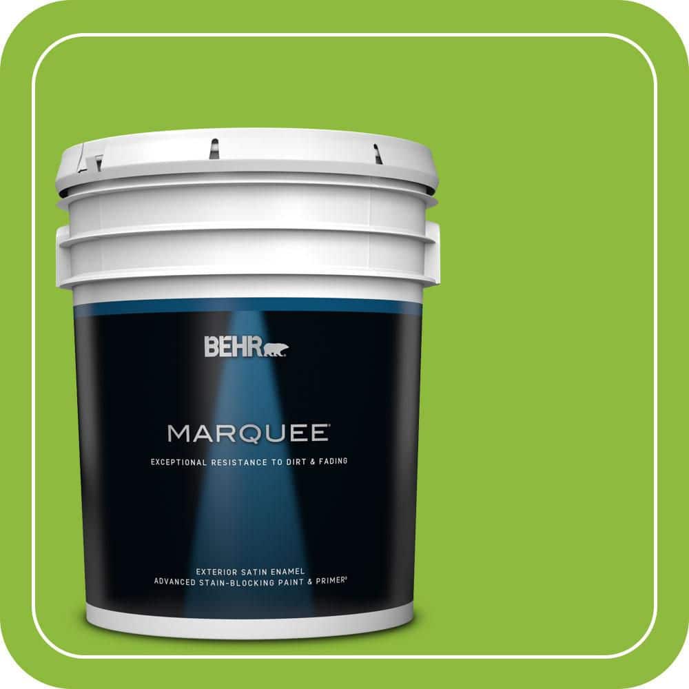 BEHR MARQUEE 5 gal. #S-G-420 Limeade Satin Enamel Exterior Paint & Primer