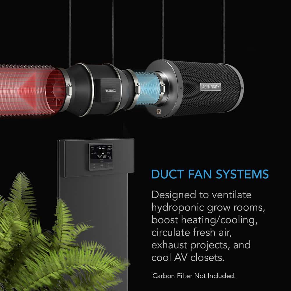 AC Infinity Cloudline T6 Quiet 6 in. Inline Duct FanTemperature Humidity Controller Hydroponics Ventilation Heating Cooling Booster (2)