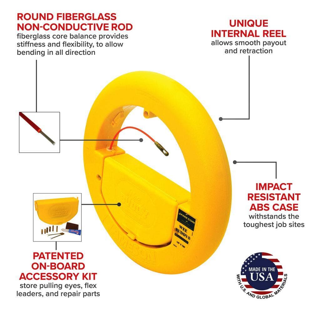 Jameson Wee Buddy 1/8 in. x 50 ft. Fiberglass Fish Tape Kit (2)
