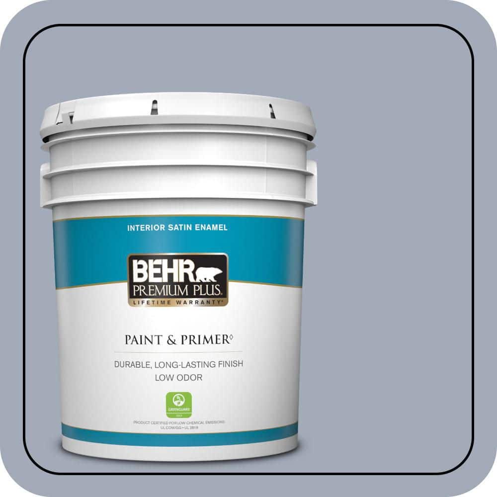 BEHR PREMIUM PLUS 5 gal. #610F-5 Ridge View Satin Enamel Low Odor Interior Paint & Primer