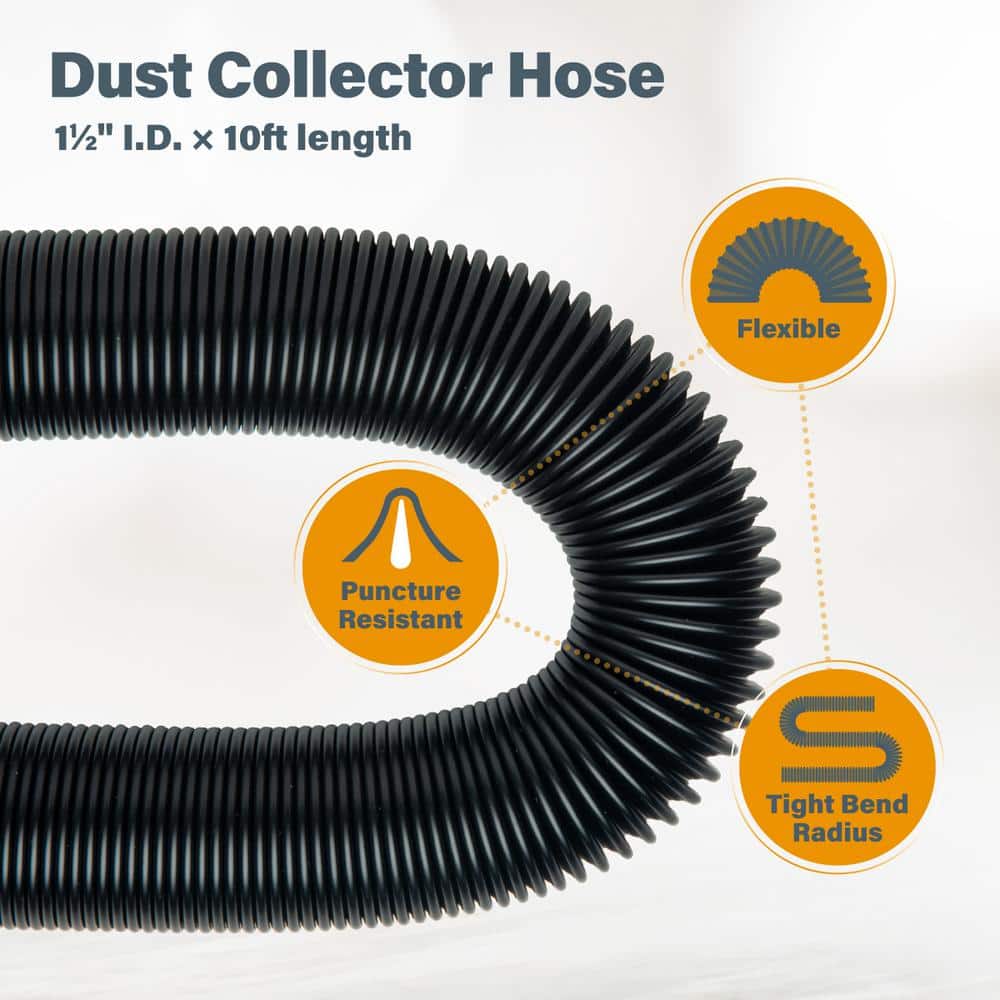 POWERTEC 10 ft. Dust Collection Vacuum Hose Kit for Wood Working Wet/Dry Work Shop Vacuums, Power Tools, Miter Saw and Table Saw (3)
