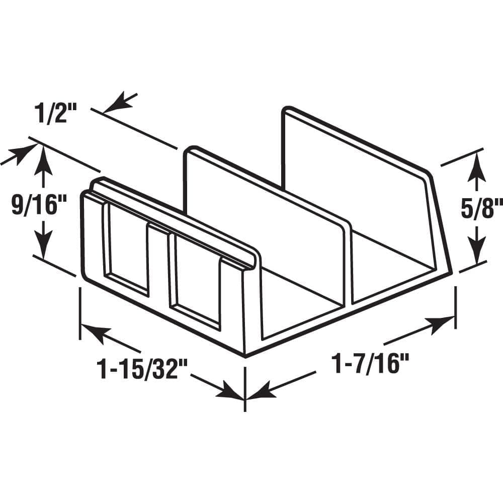 Prime-Line Sliding Shower Door Bottom Guide, 1/2 in. Channels, Plastic Construction, Clear, Adhesive Backing (2-pack) (2)