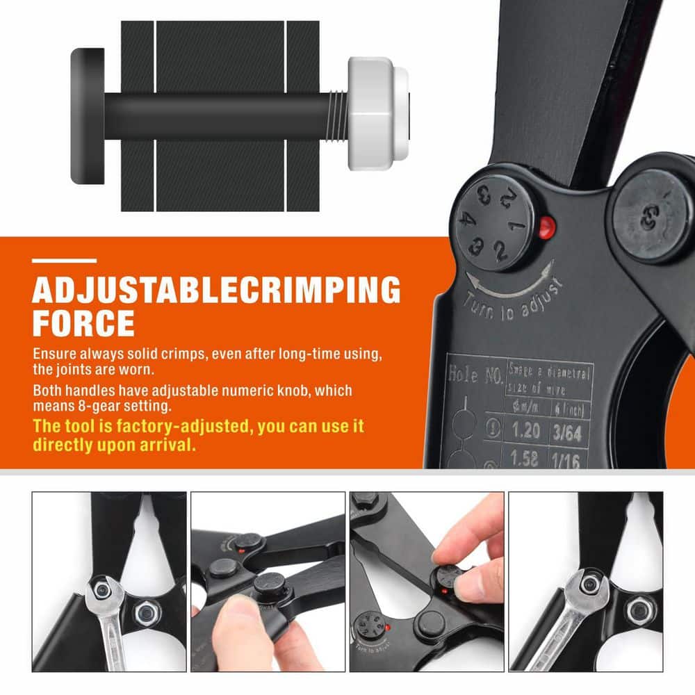 Unbranded Wire Rope Crimping Tool for Aluminum Oval Sleeves, Double Sleeves, Annealed Copper, 3/64 to 1/8 Inch (2)