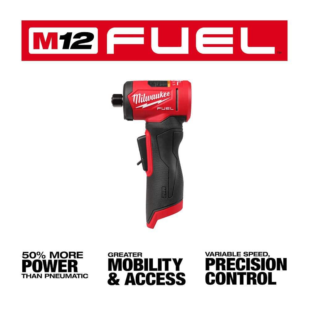 Milwaukee M12 FUEL 12V Lithium-Ion Brushless Cordless 1/4 in. Right Angle Die Grinder with M12 5.0 Ah Battery (3)