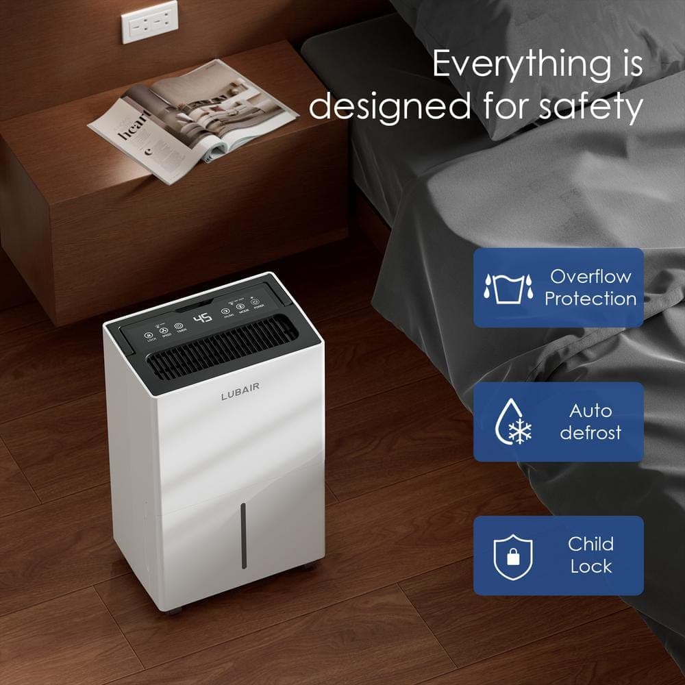 ANDTE 52 Pt. 4500 sq. ft. Large Home Dehumidifier with Drain and Water Tank, Indoor, White (3)