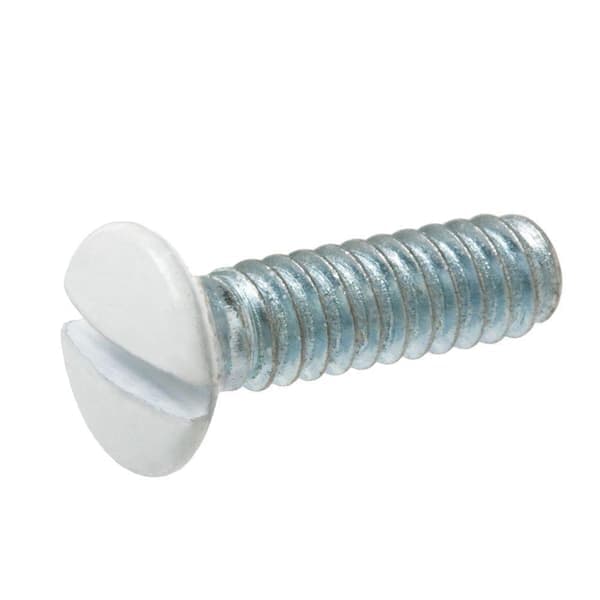 Everbilt #6-32 tpi x 1/2 in. White Oval-Head Slotted Drive Switch Plate Screw (25-Piece) (2)