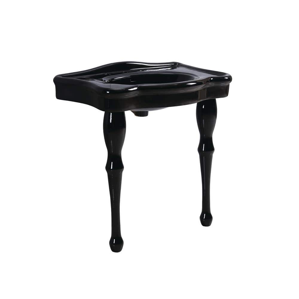 Kingston Brass Console Table and Pedestal Legs Combo with 8 in. Center in Black (1)