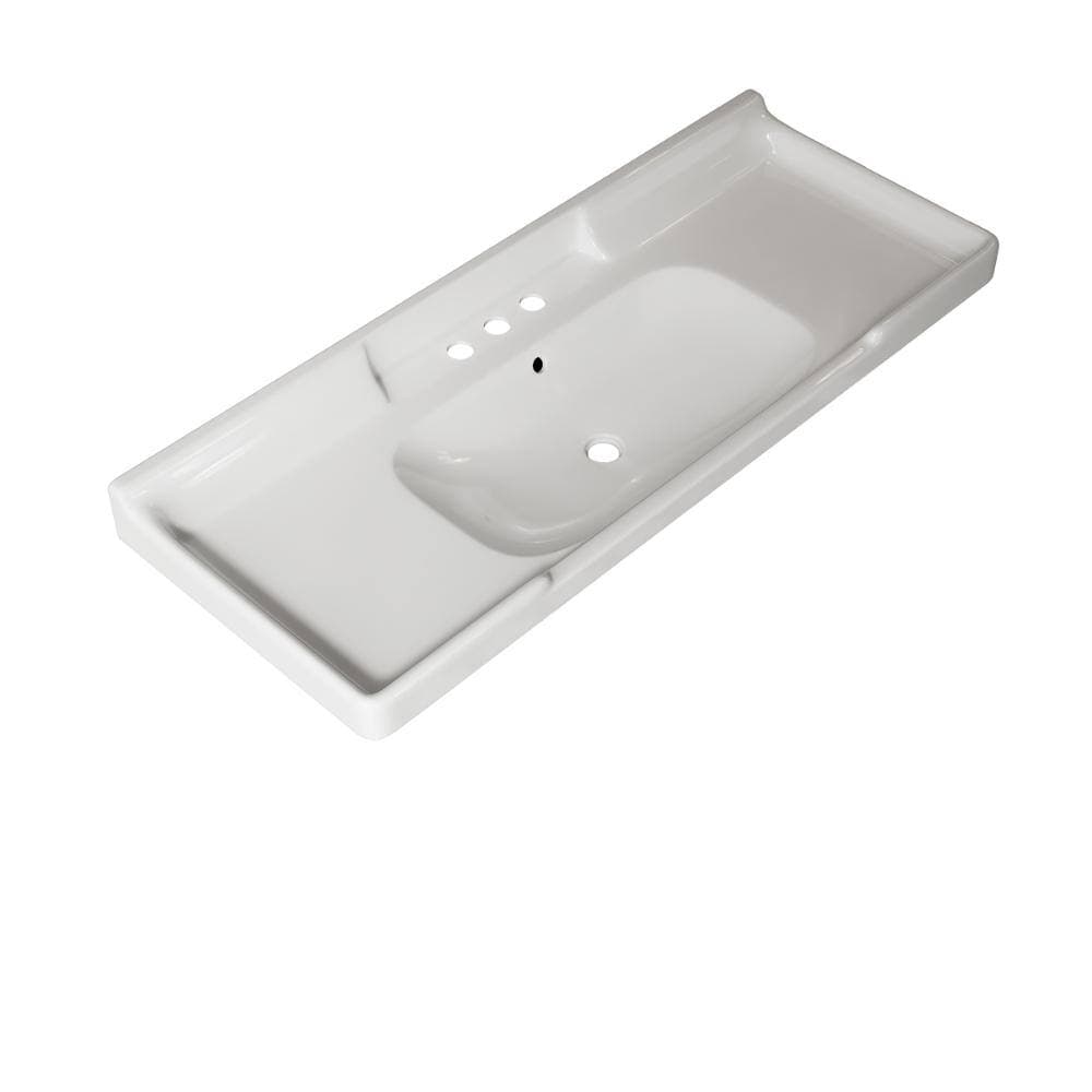 TCYO 48 in. Bathroom Rectangle Ceramic Drop-In Sink in White