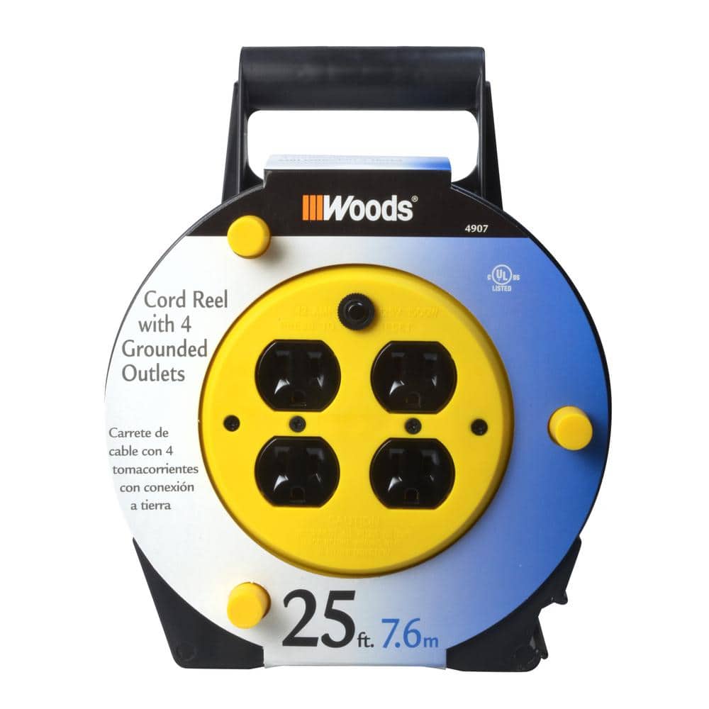 Woods 25 ft. 16/3 Multi-Outlet (4) Portable Extension Cord Reel Power Station (2)