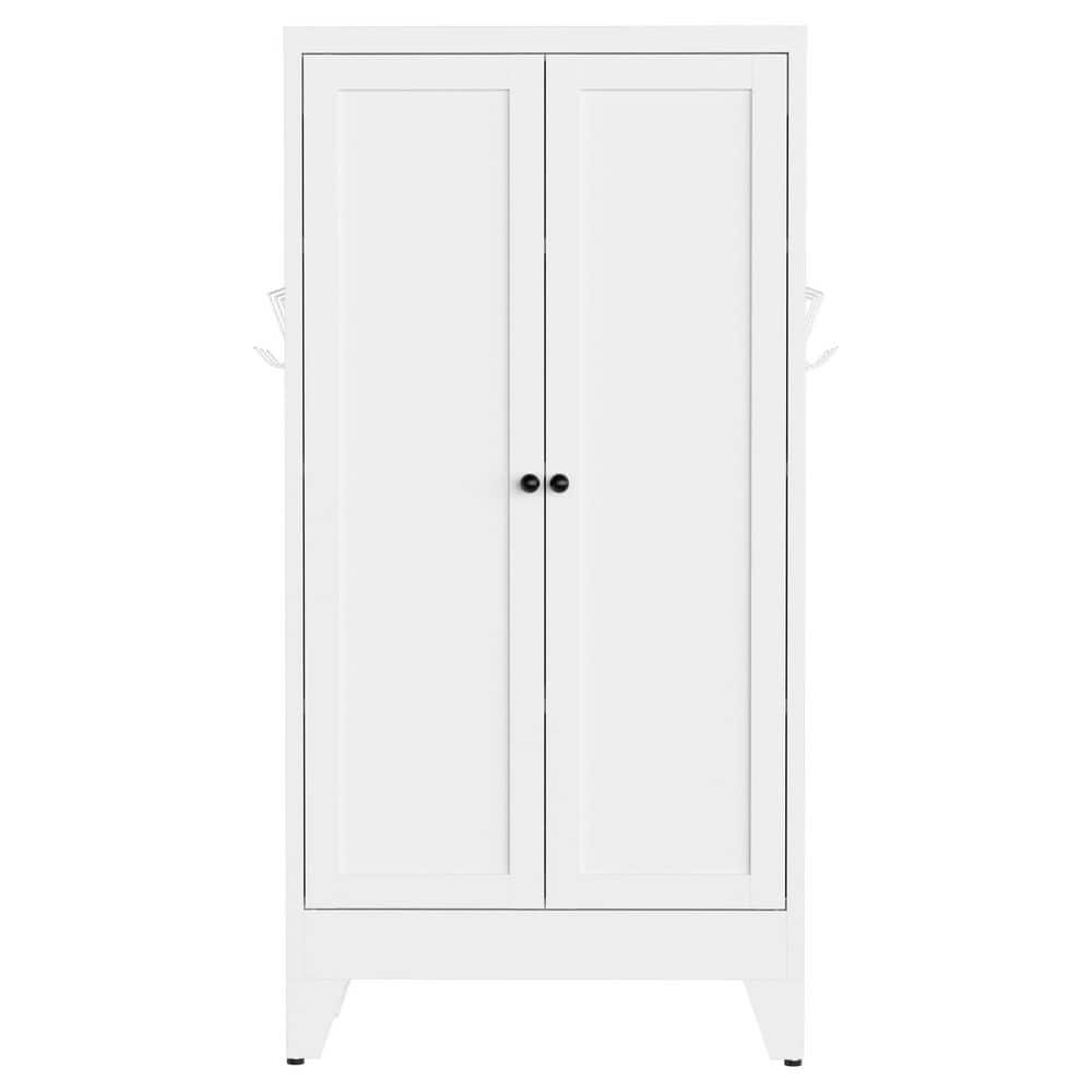 Ximuprmy 23.7 in. W x 11.9 in. D x 47.3 in. H in White Metal Freestanding Linen Cabinet with Magnetic Doors, and Anti-Tip Kit (1)