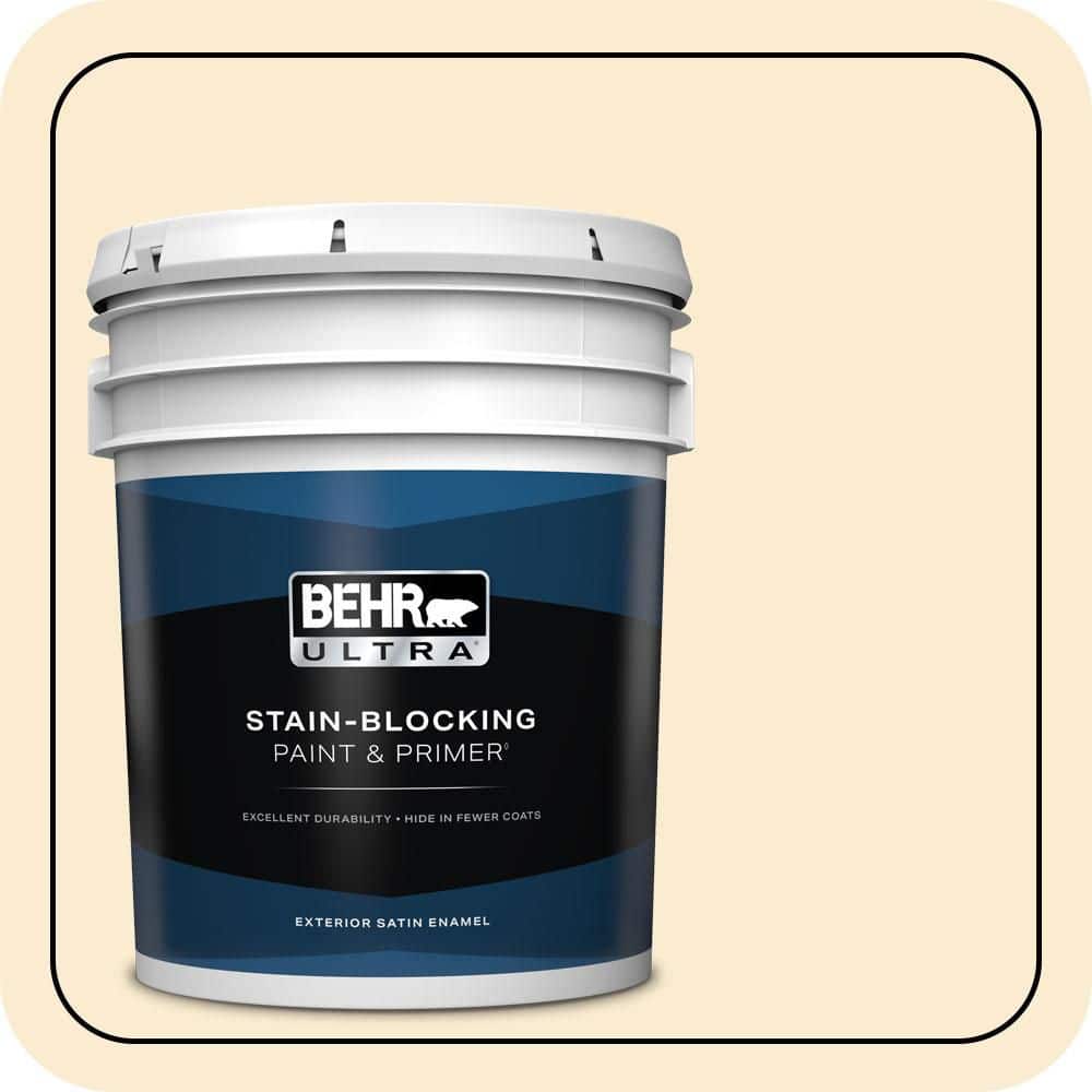 BEHR ULTRA 5 gal. #OR-W04 Nice Cream Satin Enamel Exterior Paint & Primer