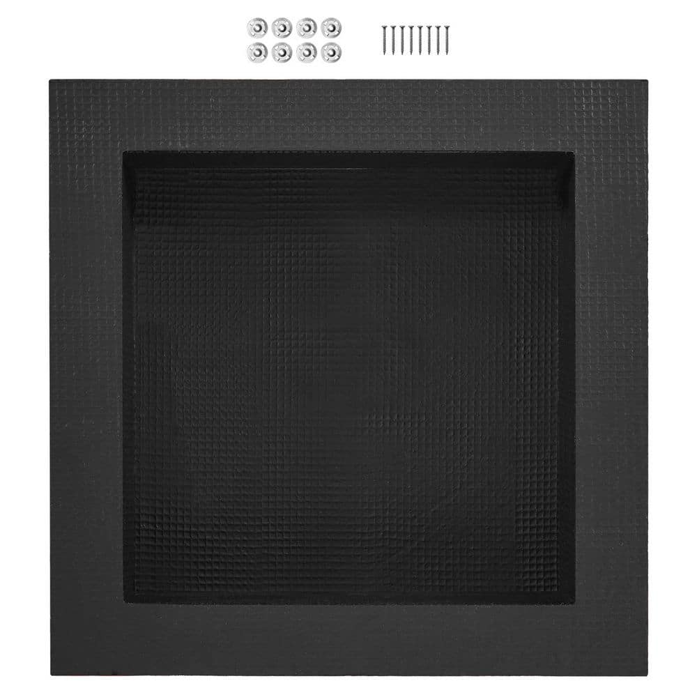 SKYSHALO 16 in. W x 16 in. H x 3.94 in. D Shower Niche Ready for Tile Single Shelf Organizer in Black (1)