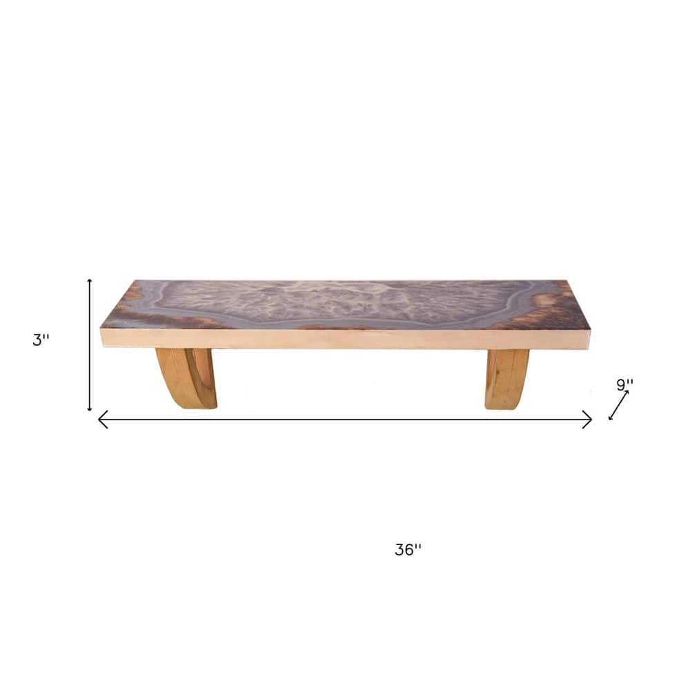 HomeRoots 36 in. W x 3 in. H x 9 in. D Wood Rectangular Shelf in Gray (3)