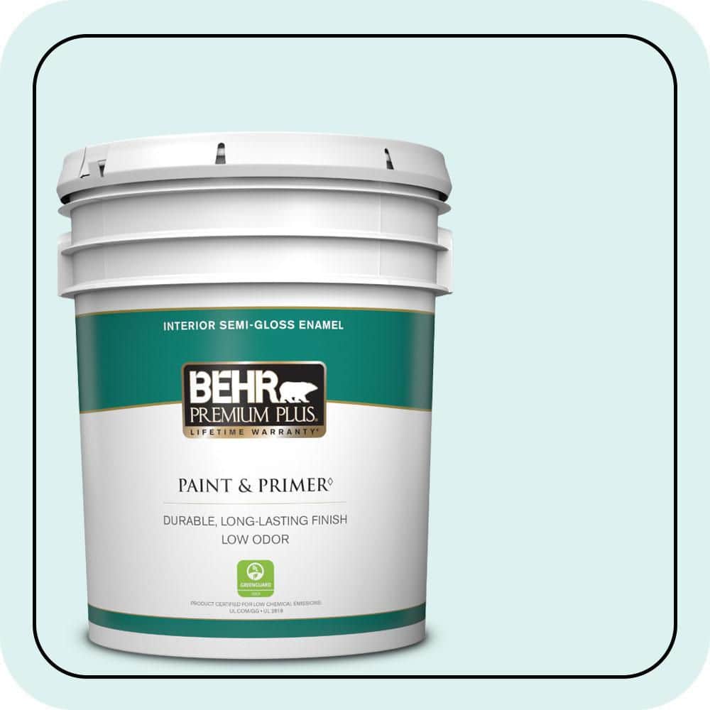 BEHR PREMIUM PLUS 5 gal. #500C-2 Aqua Pura Semi-Gloss Enamel Low Odor Interior Paint & Primer
