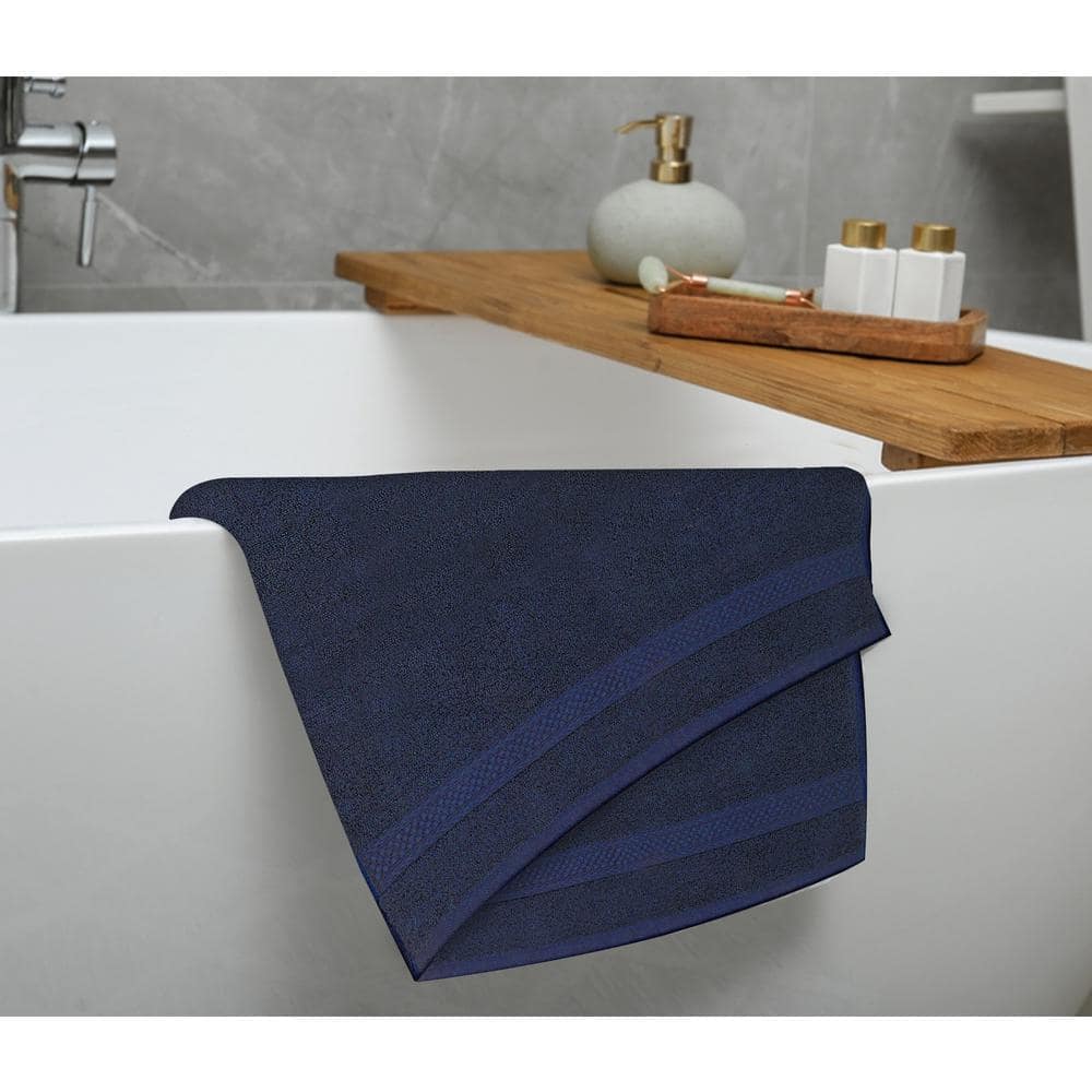 A1 Home Collections A1HC Bath Towel 500 GSM Duet Technology 100% Cotton Ring Spun Mood Indigo 24 in. x 48 in. Quick Dry (Set of 4) (2)