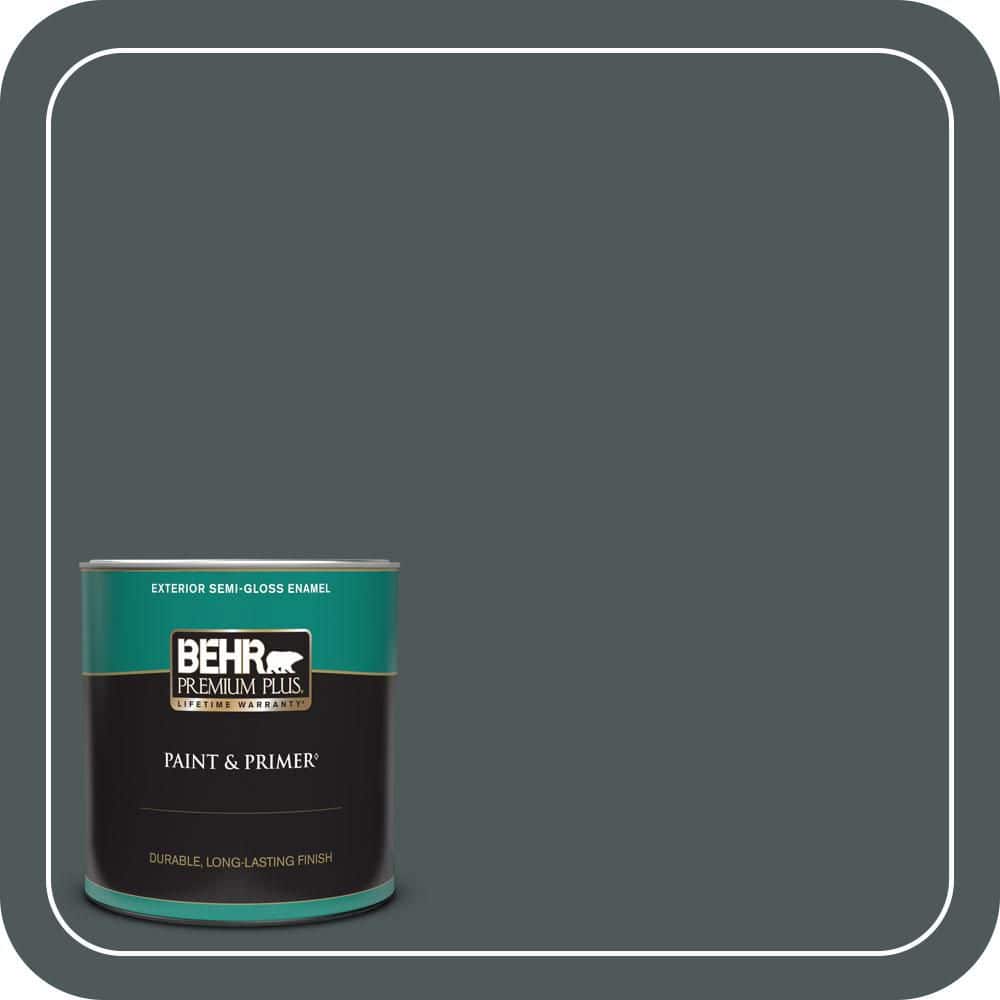 BEHR PREMIUM PLUS 1 qt. #N440-7 Midnight in NY Semi-Gloss Enamel Exterior Paint & Primer