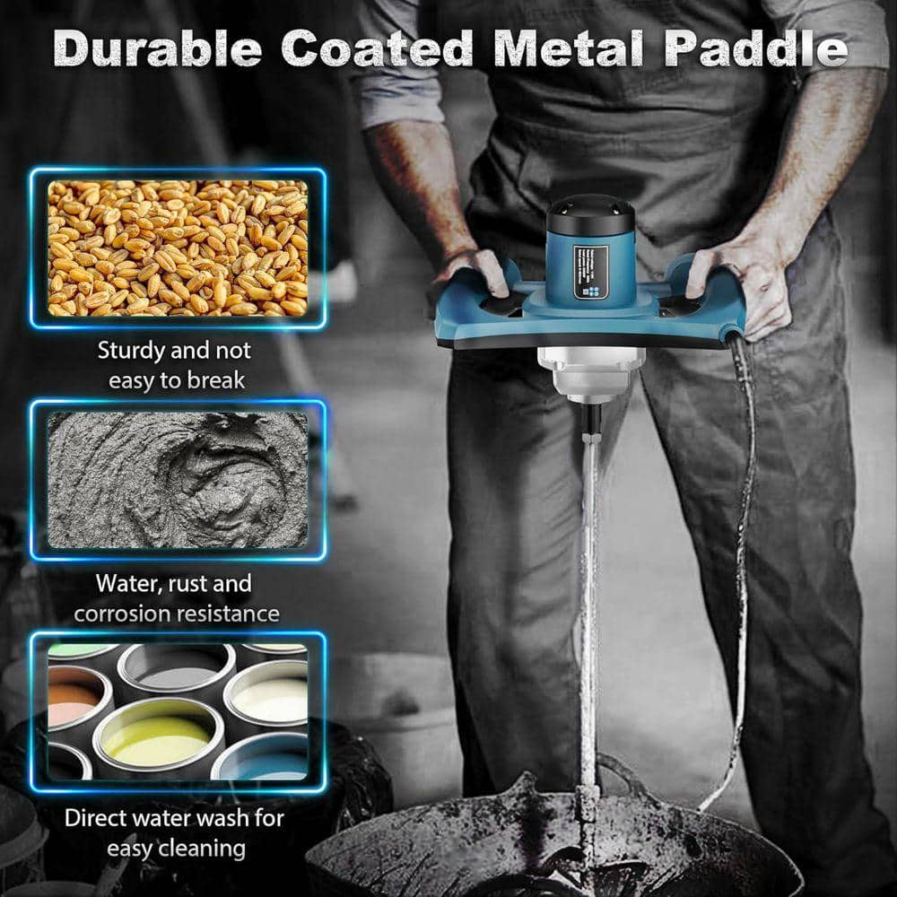 KIWDZFU 2400W Electric Concrete Cement Mixer Machine 6 Adjustable Speeds Handheld for Mixing Mud Cement Mortar Paint Blue (2)