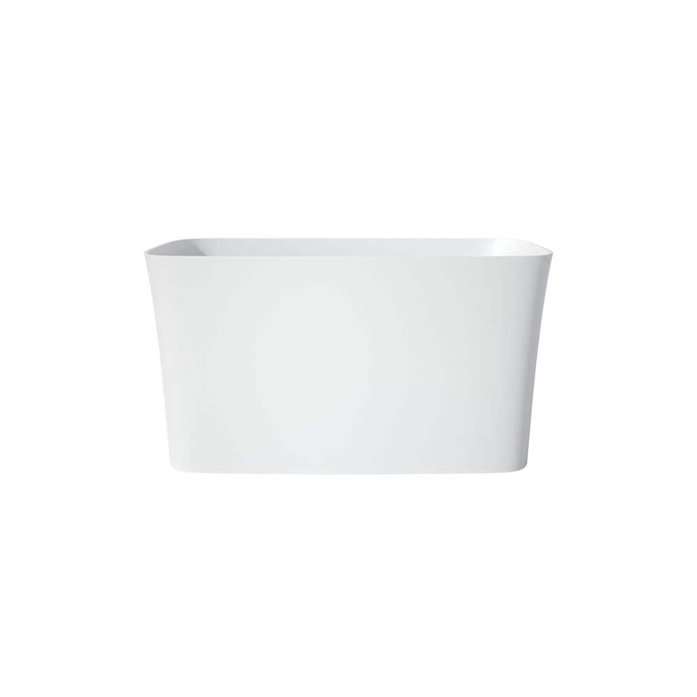 ANGELES HOME 47.2 in. x 27.6 in. Solid Surface Stone Resin Freestanding Japanese Soaking Bathtub with Drain and Seat in Matte White (2)
